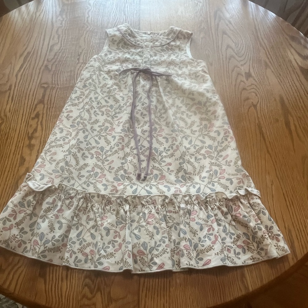 Chickeeduck High End Boutique Girls Cream Corduroy Jumper Dress Lined 140 US 7